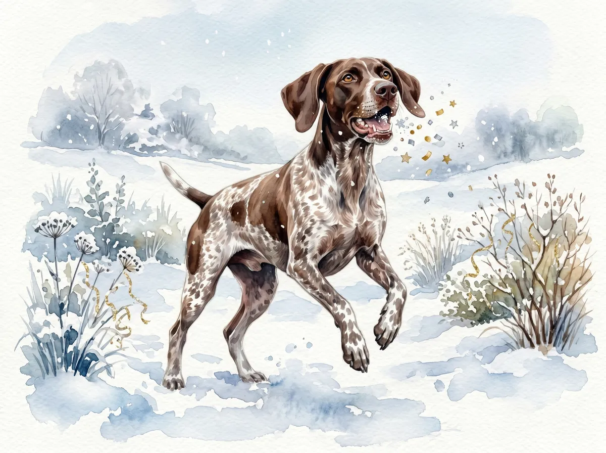 German Shorthaired Pointer watercolor calendar month 1